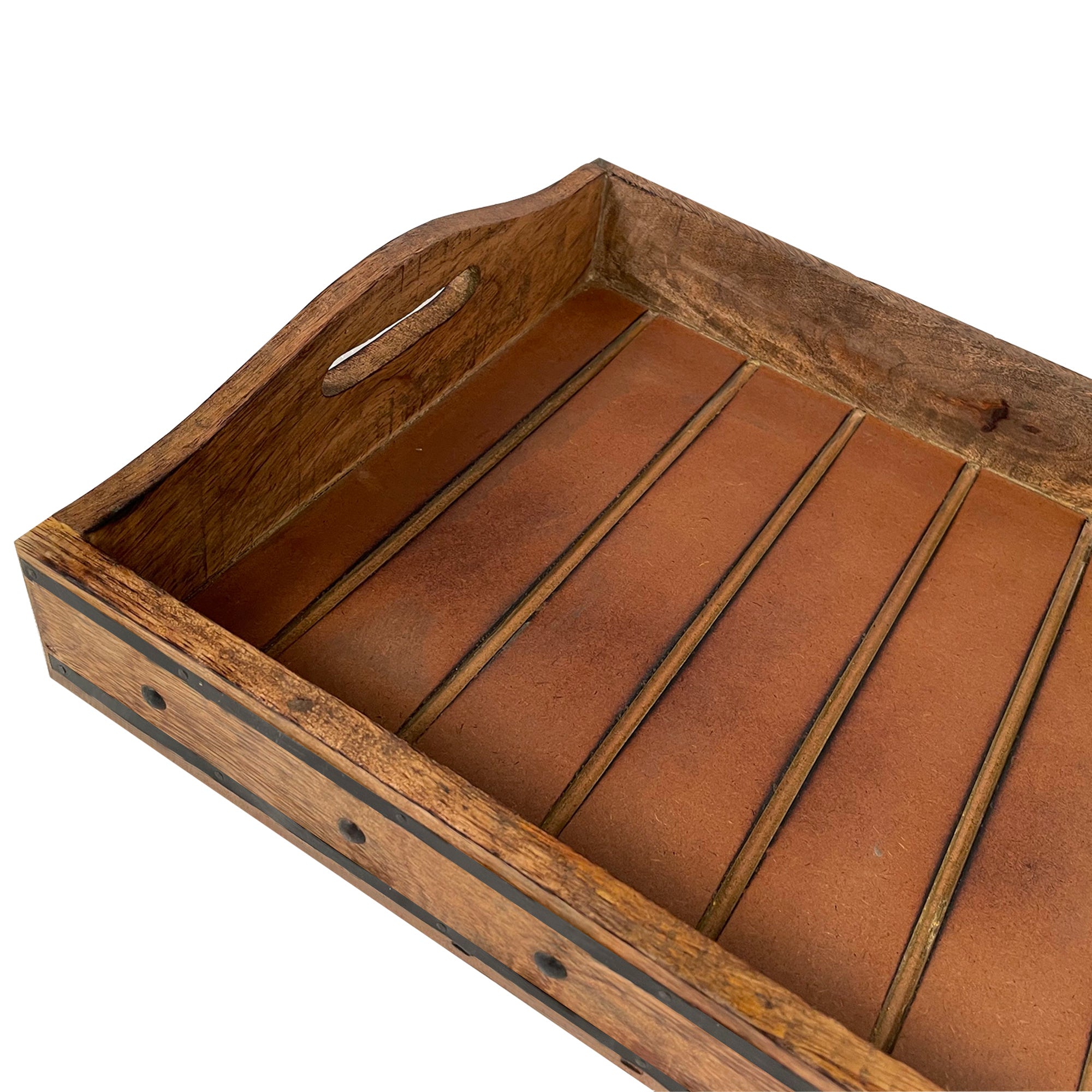 Rectangular Farmhouse Wooden Tray with Rivets