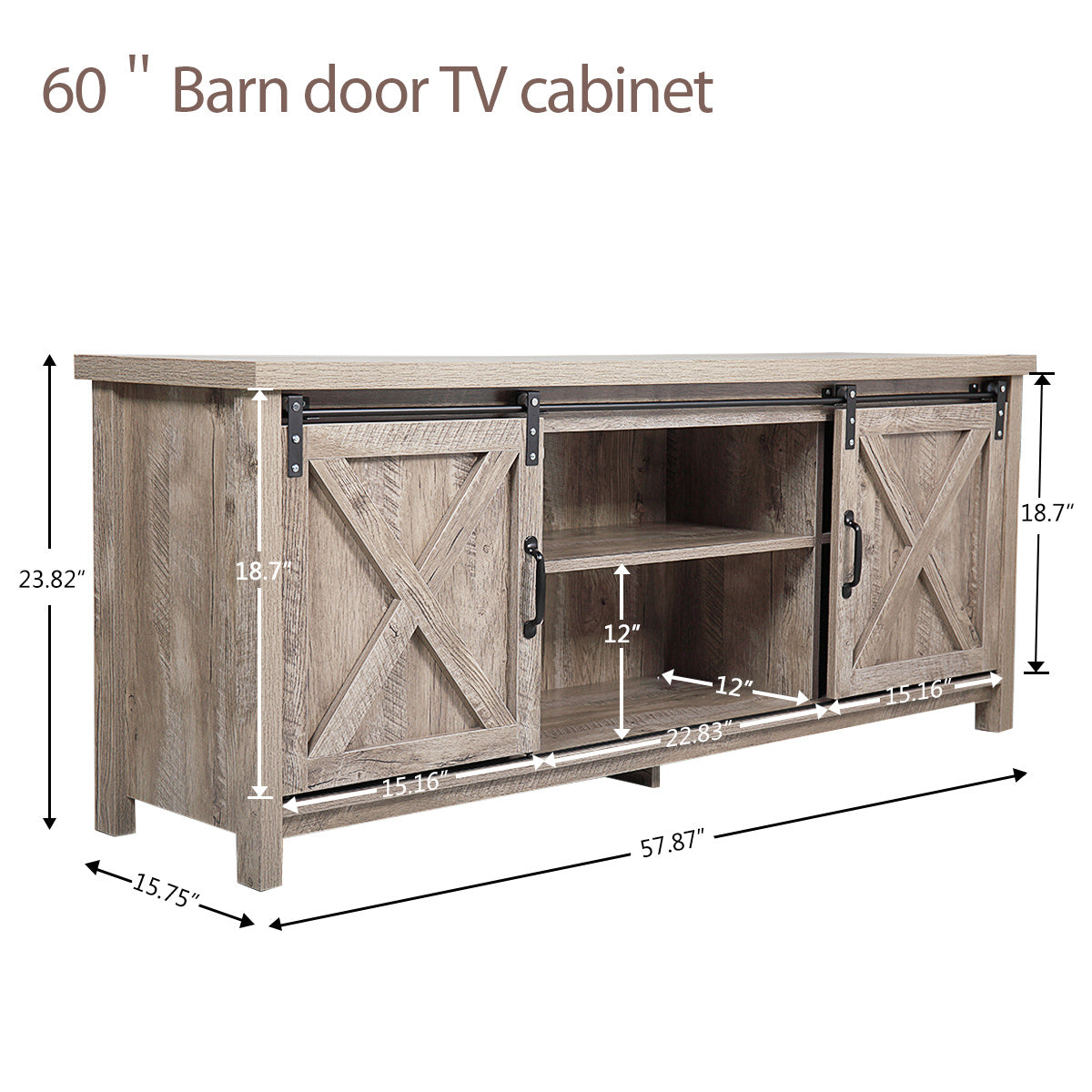Barn Door TV Stand with Storage