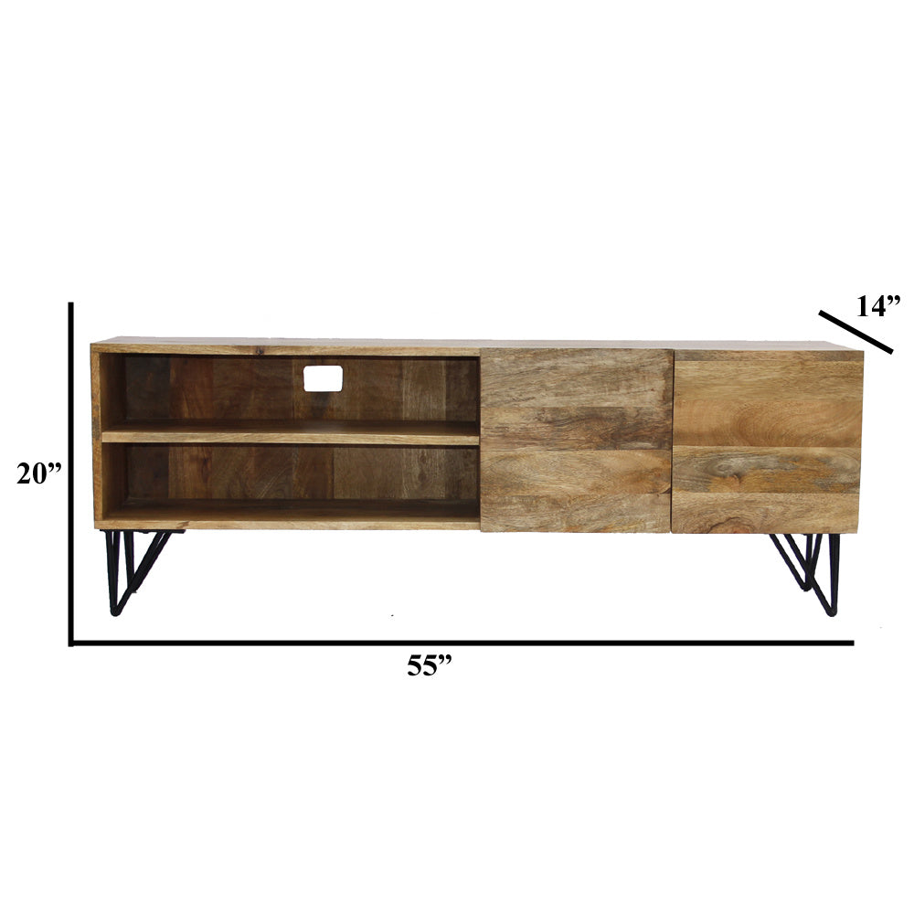 Mango Wood and Metal TV Stand