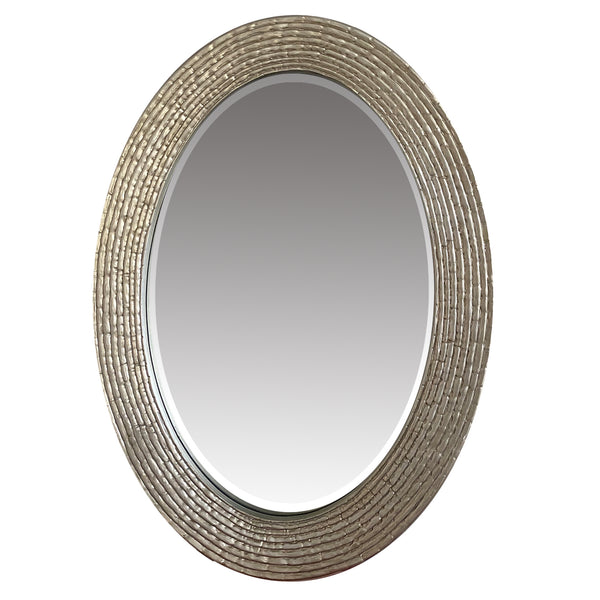 Oval Wood Encased Beveled Wall Mirror
