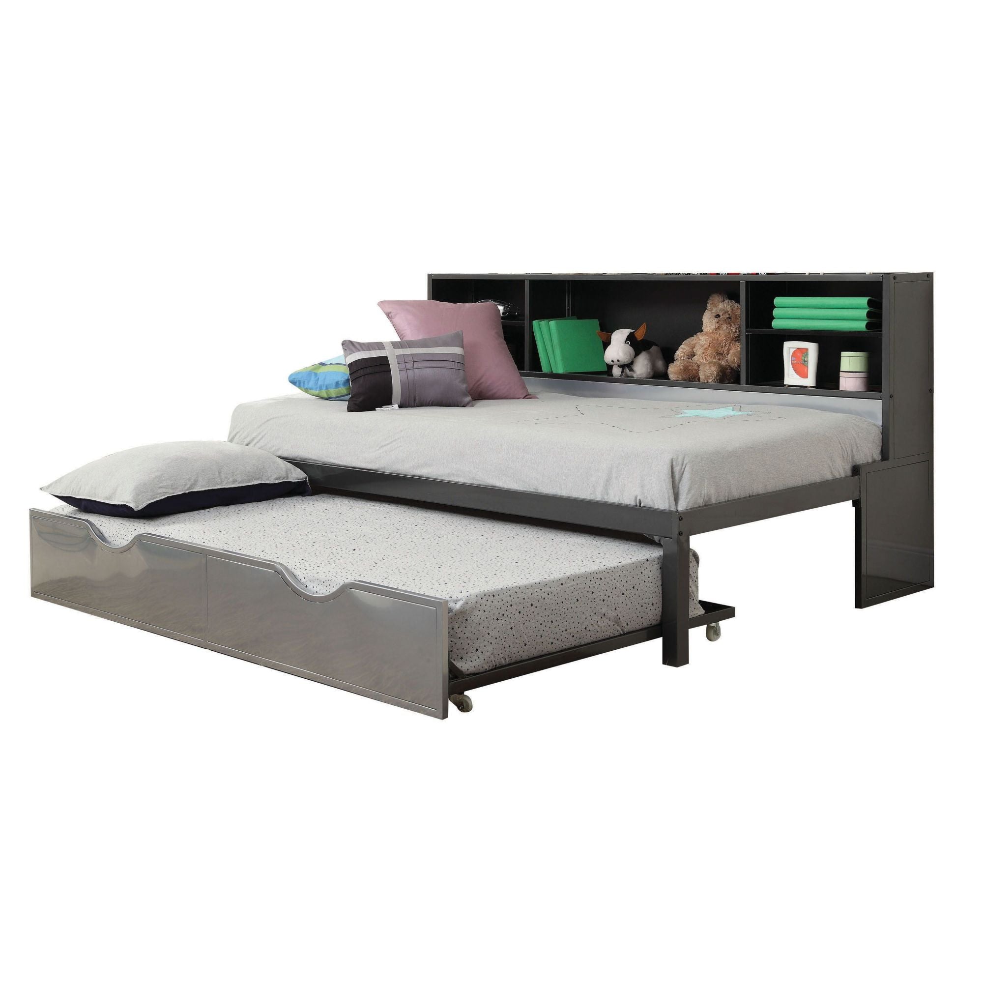 Daybed Bed & Trundle in Black & Silver