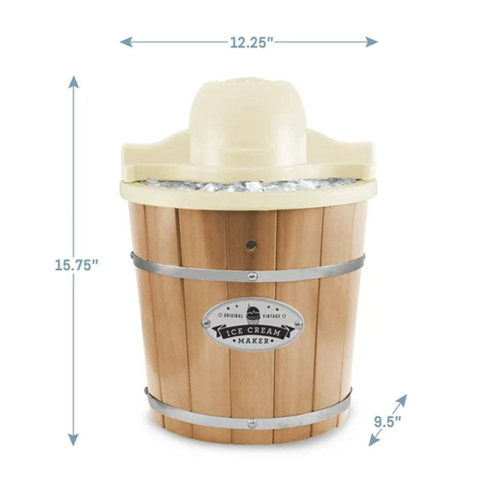 4Qt. Old Fashioned Pine Bucket Electric Ice Cream Maker - Family Friendly Furniture