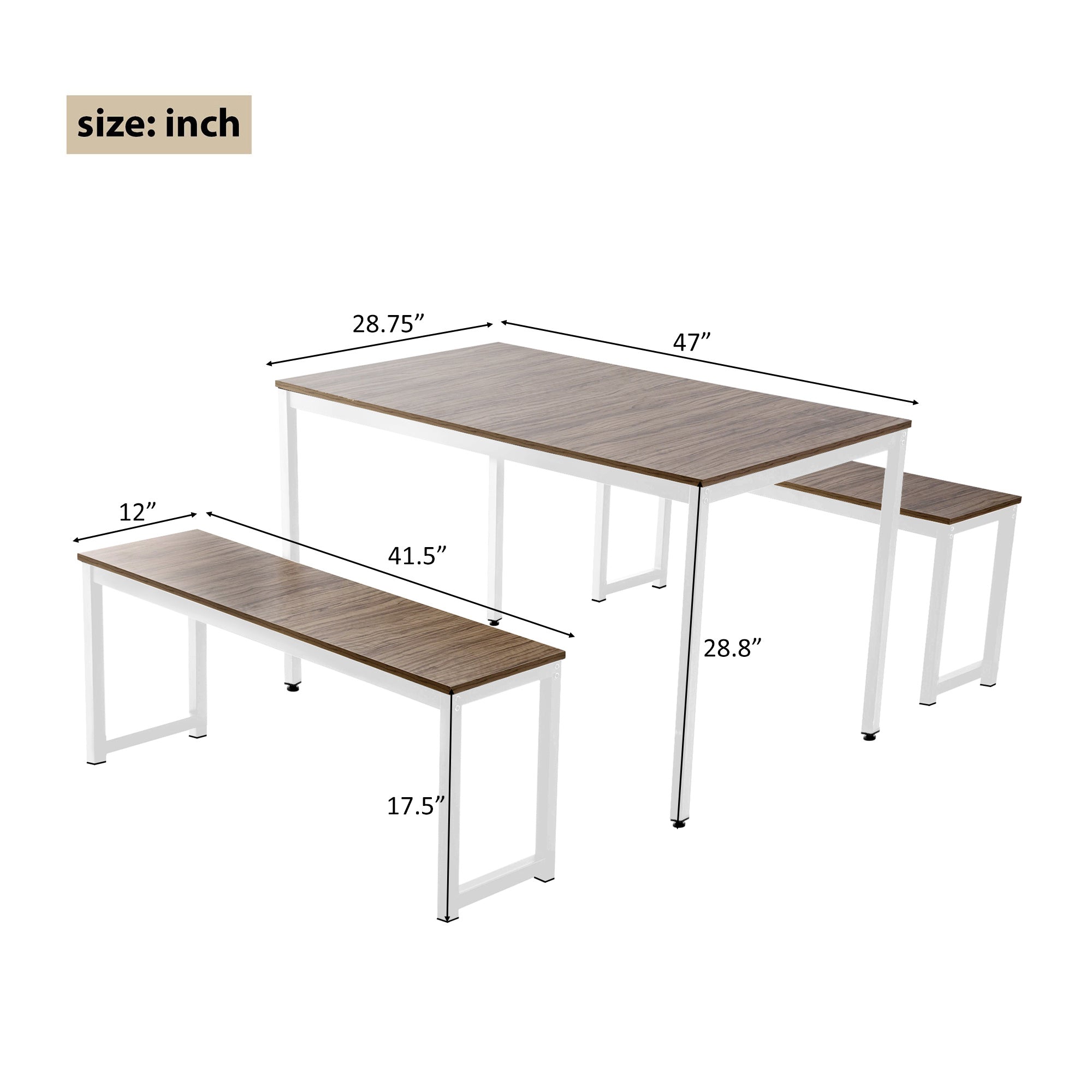 Kitchen Table with Benches - 3 Piece Dining Set