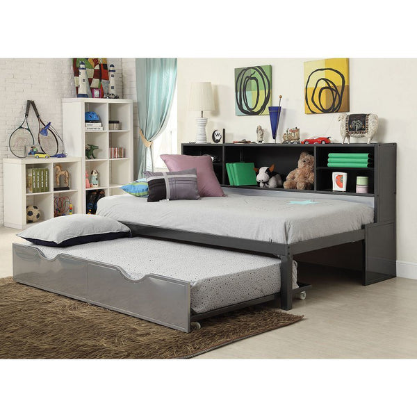 Daybed Bed & Trundle in Black & Silver